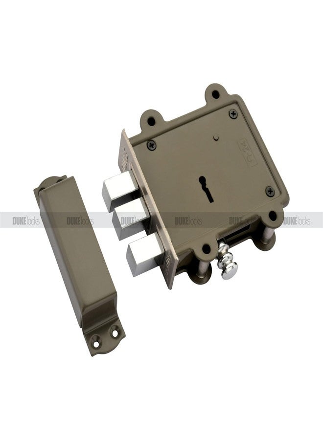 DUKE Door Lock (3 Square Bullet) 8 Levers 125mm Double Action Locking with 3 Chrome Finish Keys Grey - Image 4